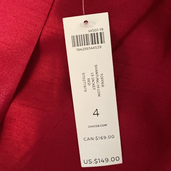 Chicos red open front jacket NWT - Picture 8 of 10